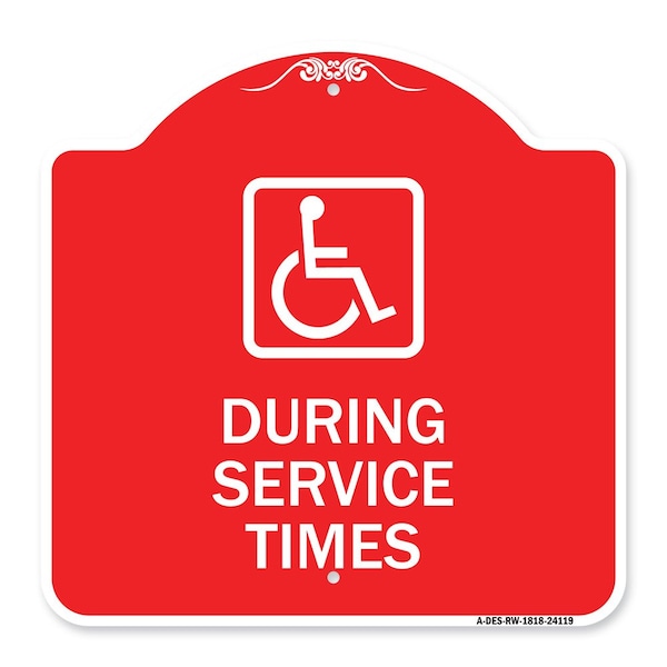 Signmission During Service Times With Graphic, Red & White Aluminum Architectural Sign, 18" x 18", RW-1818-24119 A-DES-RW-1818-24119 - main
